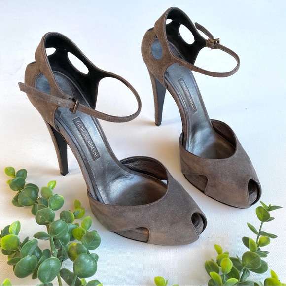 Giorgio Armani Shoes - GIORGIO ARMANI • Peep toe suede heels